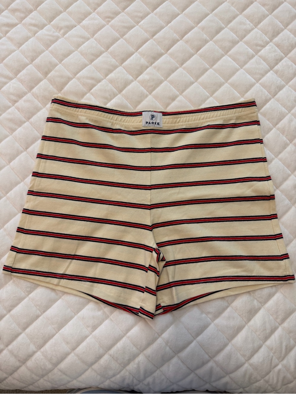 Parke Cream Striped Women’s Knit Shorts Size XL